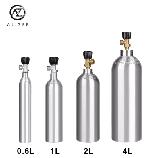 0,6 l/1 l/2 l/4 l Aluminium-Kohlendioxid-CO2-Zylindertank mit Stiftventil (freie Größe anpassbar)